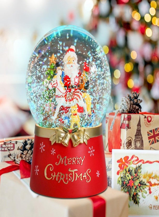 كرة ثلجية لعيد الميلاد من تامان، بابا نويل مع دوامة موسيقية، رقاقات ثلجية مضيئة متلألئة، زينة عيد الميلاد، ديكور منزلي للطاولة - Image 4